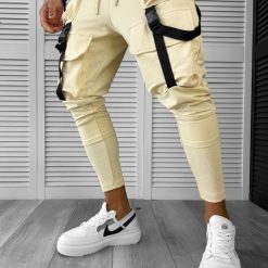Pantaloni de trening cargo  bej   conici Y089  34-3-Pantaloni > Pantaloni de trening