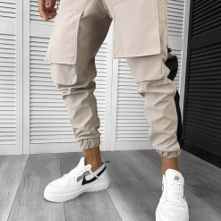 Pantaloni de trening cargo  bej   conici Y359 32-4-Pantaloni > Pantaloni de trening
