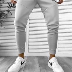Pantaloni de trening gri conici 12347  52-3-Pantaloni > Pantaloni de trening