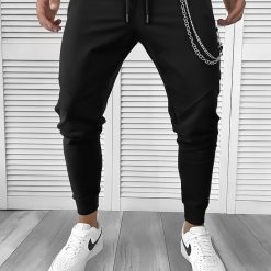 Pantaloni de trening negri conici 12111 Z17-4-Pantaloni > Pantaloni de trening