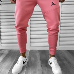 Pantaloni de trening roz conici silon  12361 N1-5.1-Pantaloni > Pantaloni de trening