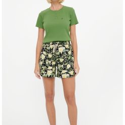 Pantaloni scurti de pijama din bumbac cu model floral-FEMEI-