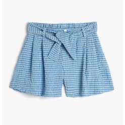Pantaloni scurti din amestec de bumbac cu model in carouri si cordon in talie-FETE-