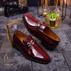 Pantofi Loafers de barbati bordo piele naturala catifelata si lacuita P1471 6