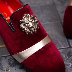 Pantofi Loafers de barbati bordo piele naturala si catifea P1485 2