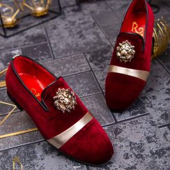 Pantofi Loafers de barbati bordo piele naturala si catifea P1485 3