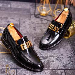 Pantofi Loafers de barbati din piele naturala negri P1715 2