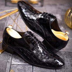 Pantofi Reginald negri de barbati Piele lacuita P1820 2