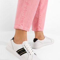 Pantofi casual dama piele Trieste V4 albi-Pantofi sport Dama-Tenisi Dama