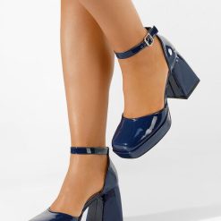 Pantofi cu toc gros Ibia navy-Pantofi cu toc gros-Pantofi cu toc gros