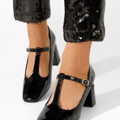 Pantofi cu toc gros Mevana negri-Pantofi cu toc gros-Pantofi cu toc gros