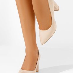 Pantofi cu toc gros Sanira bej-Pantofi cu toc gros-Pantofi cu toc gros