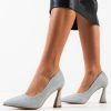 Pantofi dama Elaine Argintii-Pantofi cu toc-Pantofi cu toc