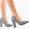Pantofi dama Huber Argintii-Pantofi cu toc-Pantofi cu toc