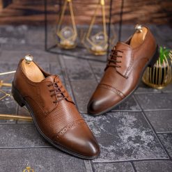 Pantofi de barbati maro deschis din piele naturala P1821 5