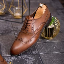 Pantofi de barbati maro deschis din piele naturala P1822 3