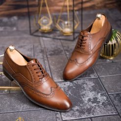 Pantofi de barbati maro deschis din piele naturala P1822 4