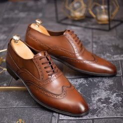 Pantofi de barbati maro deschis din piele naturala P1822 6