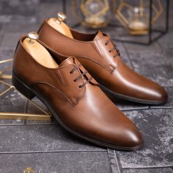 Pantofi de barbati maro deschis din piele naturala P1824 3