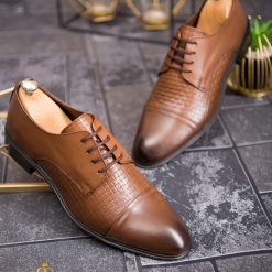 Pantofi de barbati maro deschis din piele naturala P1826 3