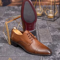Pantofi de barbati maro deschis din piele naturala P1826 6