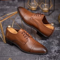 Pantofi de barbati maro deschis din piele naturala P1826 7
