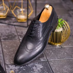 Pantofi de barbati negru din piele naturala P1825 3