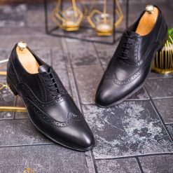 Pantofi de barbati negru din piele naturala P1825 4