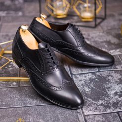 Pantofi de barbati negru din piele naturala P1825 6