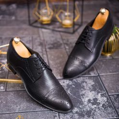 Pantofi de barbati negru din piele naturala P1827 6