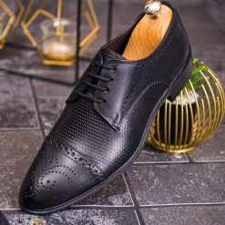 Pantofi de barbati negru din piele naturala P1827 7