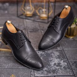 Pantofi de barbati negru din piele naturala P1827 8