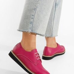 Pantofi derby piele Casilas fucsia-Pantofi oxford derby dama-Pantofi oxford derby dama