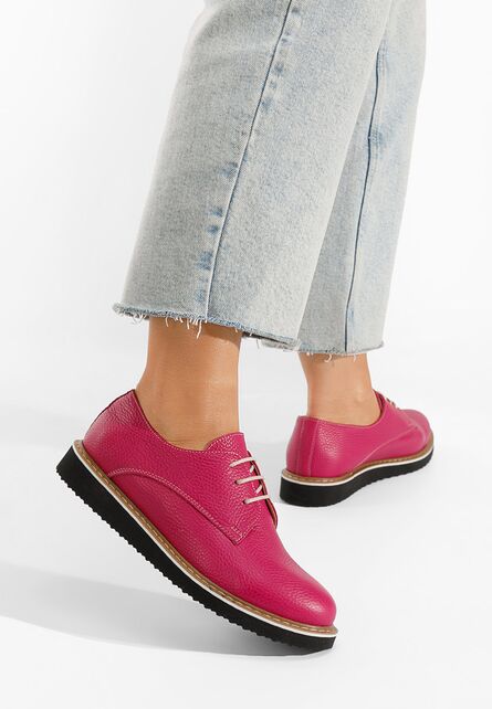 Pantofi derby piele Casilas fucsia-Pantofi oxford derby dama-Pantofi oxford derby dama