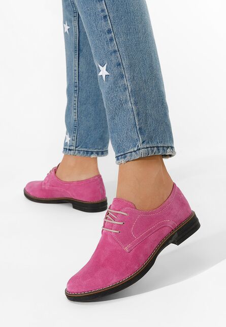 Pantofi derby piele Otivera V2 fucsia-Pantofi oxford derby dama-Pantofi oxford derby dama