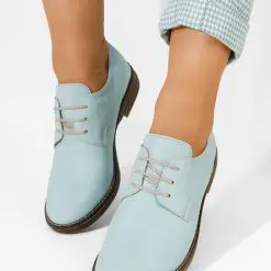 Pantofi derby piele Otivera bleu-Pantofi oxford derby dama-Pantofi oxford derby dama