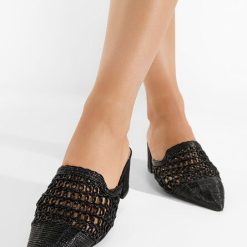 Papuci cu toc Divya negri-Papuci cu toc-Papuci cu toc