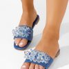 Papuci dama Ravelina albastri-Papuci fara toc-Papuci fara toc