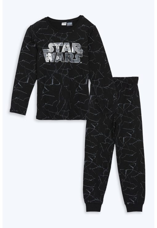 Pijama lunga din bumbac cu imprimeu cu Star Wars-BAIETI-