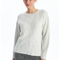 Pulover texturat cu slituri laterale-FEMEI-