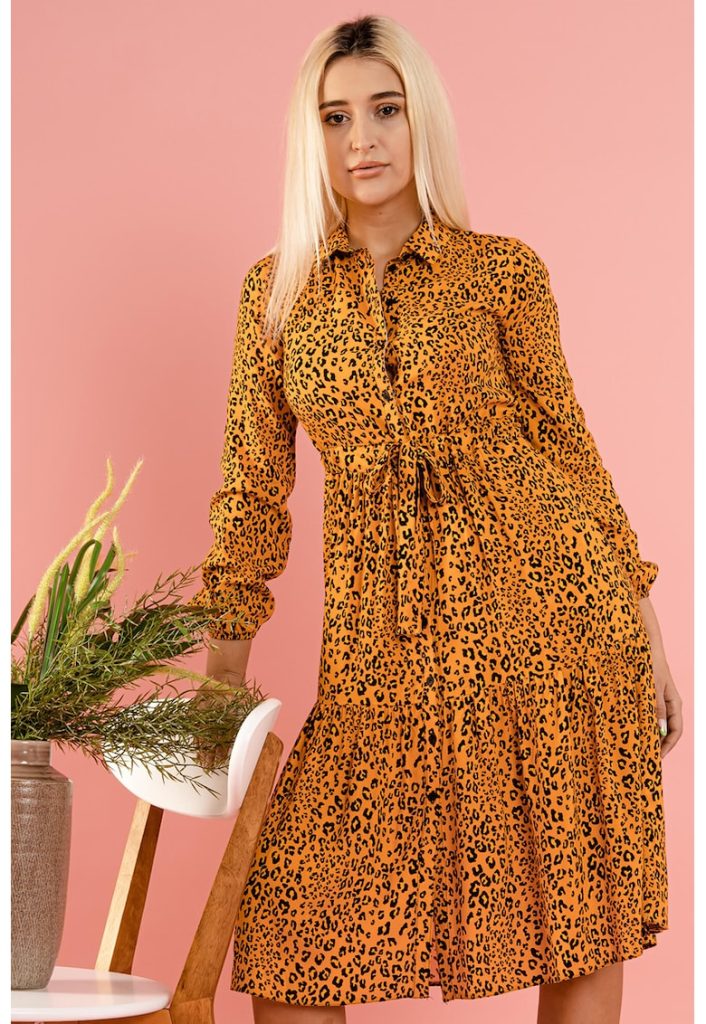 Rochie midi cu animal print Miriam-FEMEI-IMBRACAMINTE/Rochii