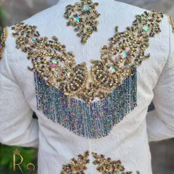 alb cu broderie si pietre stralucitoare  - SC920-Sacouri