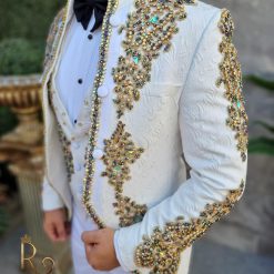 Sacou Ceremonie alb cu broderie si pietre stralucitoare SC920 3