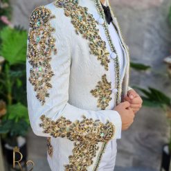 Sacou Ceremonie alb cu broderie si pietre stralucitoare SC920 5