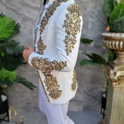 Sacou Ceremonie alb cu broderie si pietre stralucitoare SC920 6