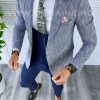 Sacou barbati bleu slim fit A8792 D2-1.2-Sacouri barbati