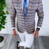 Sacou barbati in carouri  slim fit B4239 111-1-Sacouri barbati
