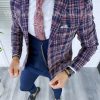 Sacou barbati in carouri slim fit B5296  P19-7 / 78-2 E~-Sacouri barbati