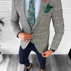 Sacou barbati slim fit in carouri 10198 18-1-Sacouri barbati