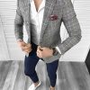 Sacou barbati slim fit in carouri 704   x13-Sacouri barbati